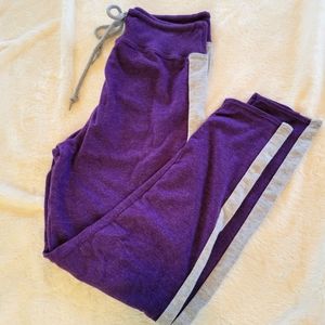 Body Moves Side Striped Legging Jogger Yoga Pants Purple & Gray Size Lg  Y2K